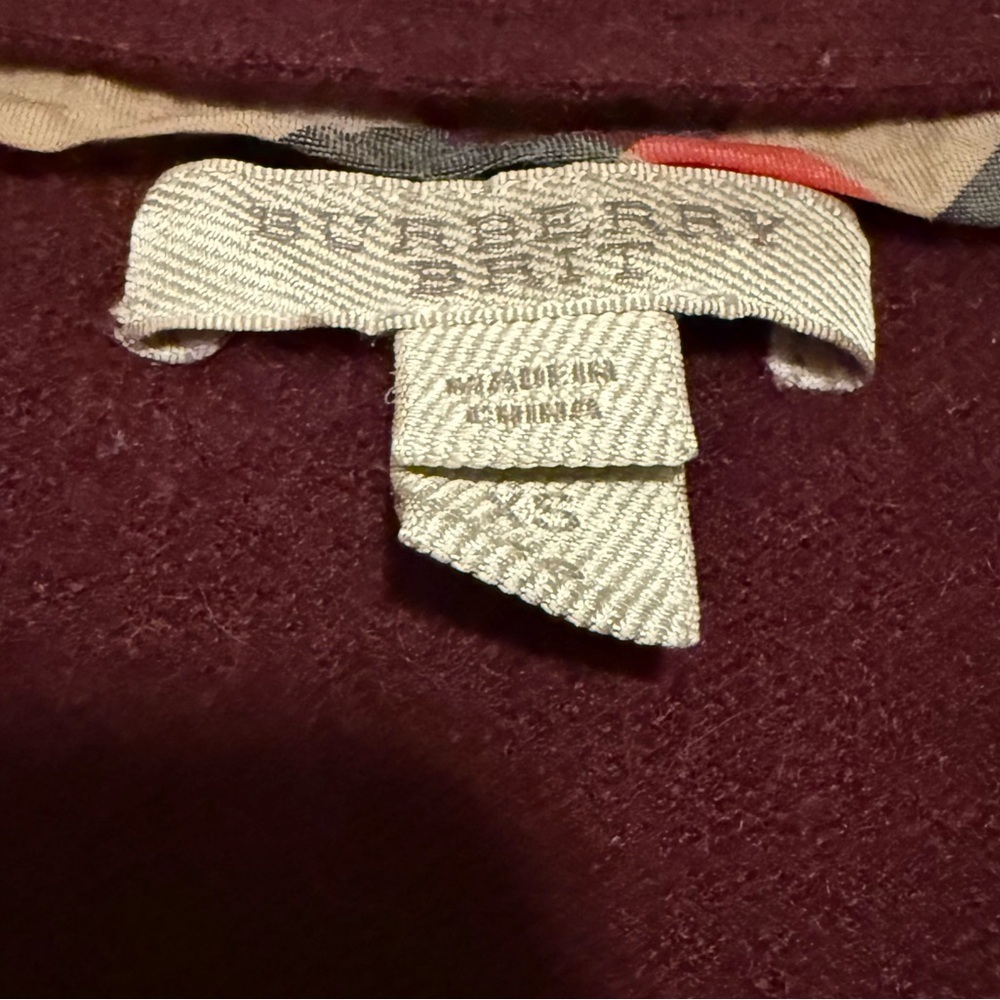 Burberry Brit Burgundy Cashmere Sweater w/ Pink Elbow Patches & Red Cuffs, XS - Picture 6 of 7